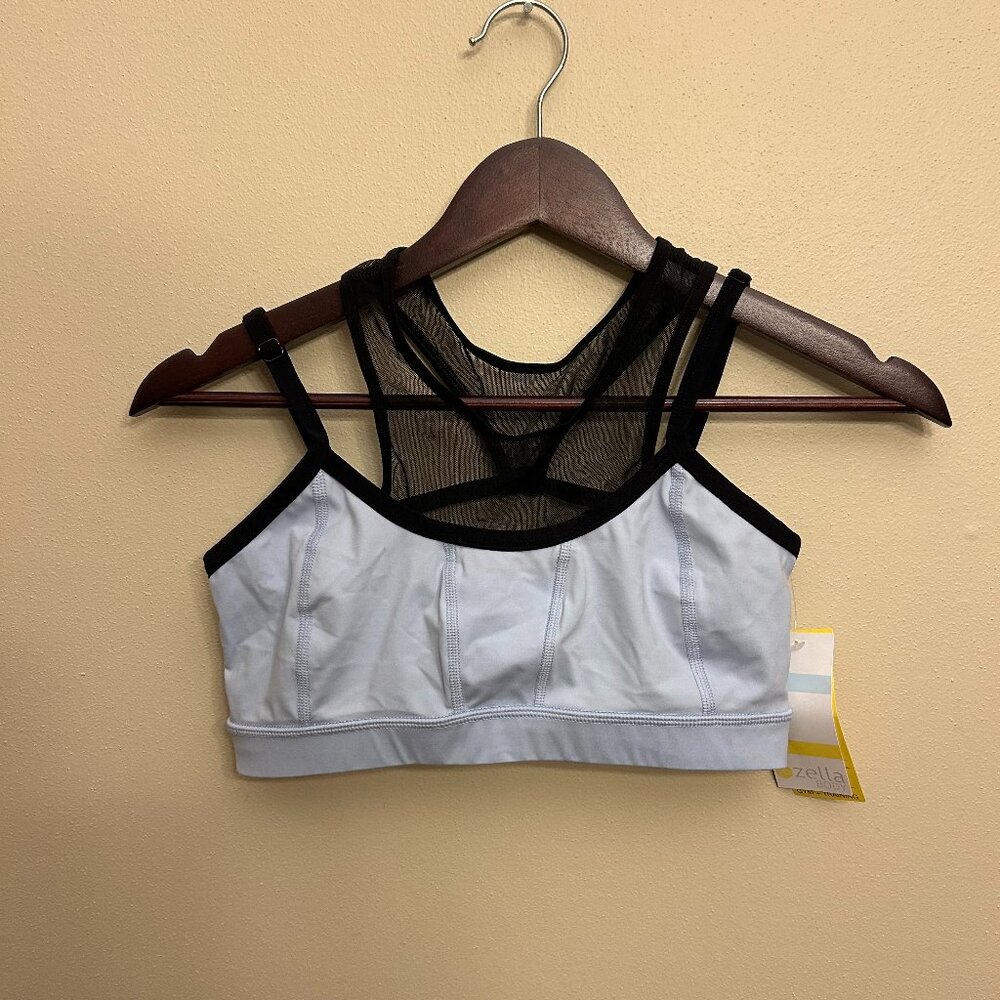 NWT Zella Body Sports Bra Medium Impact Gym Mesh Panel Size Medium Blue